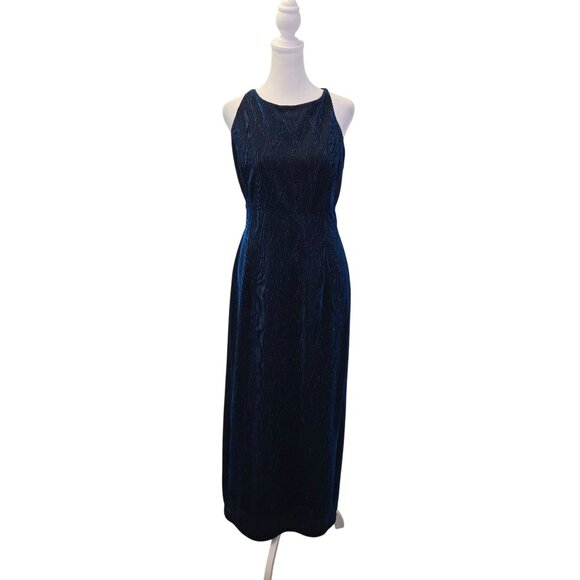 Scott McClintock Metallic Blue Wavy Texture Special Occasion Dress Size 8/10 - Picture 1 of 7